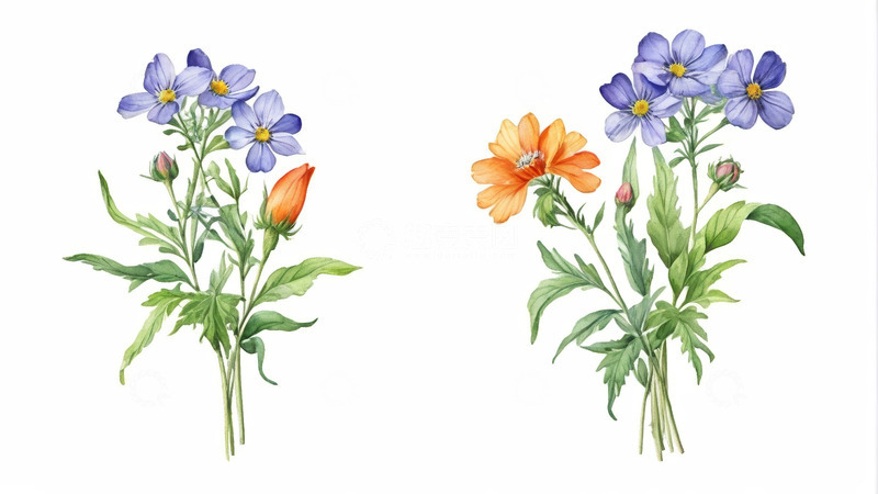 高清大图下载【趣麦麦图】水彩风格花卉插画