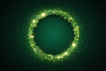 绿色发光环形抽象背景