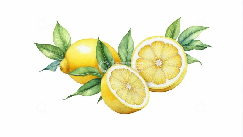 高清大图下载【趣麦麦图】水彩风格柠檬水果插画
