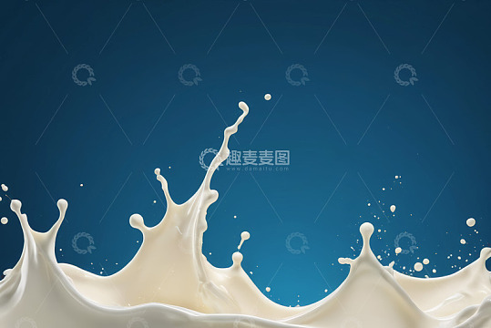 蓝色背景下飞溅的牛奶