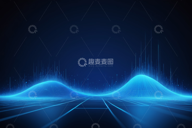 高清大图下载【趣麦麦图】蓝色发光科技感线条背景