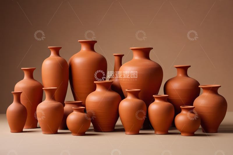 高清大图下载【趣麦麦图】一组陶制花瓶静物展示