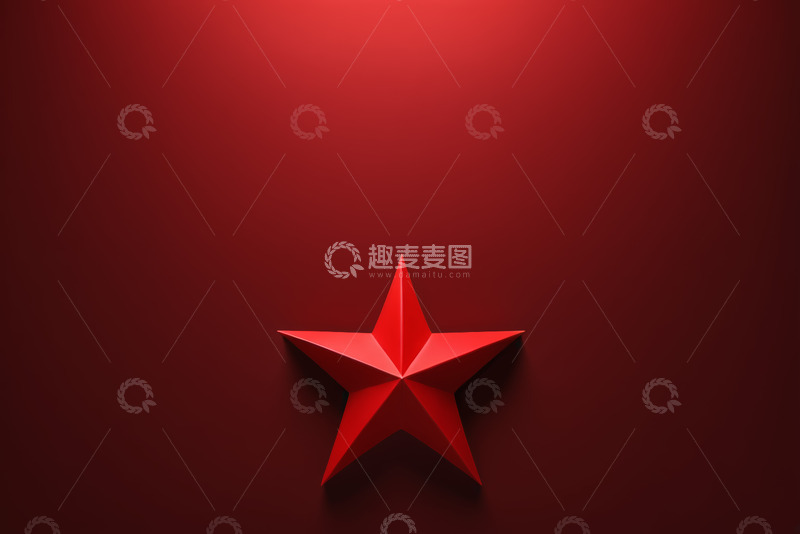 高清大图下载【趣麦麦图】红色背景上的立体五角星