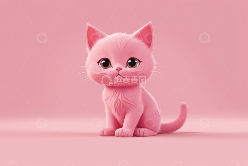 高清大图下载【趣麦麦图】粉色可爱小猫静态素材