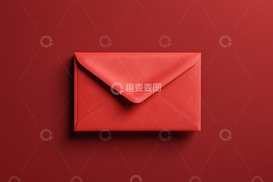 红色背景上的红色信封
