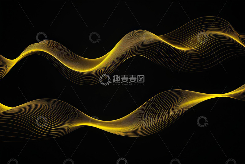高清大图下载【趣麦麦图】黑色背景金色线条抽象图案