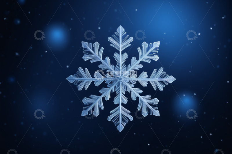 高清大图下载【趣麦麦图】蓝色背景下的雪花特写