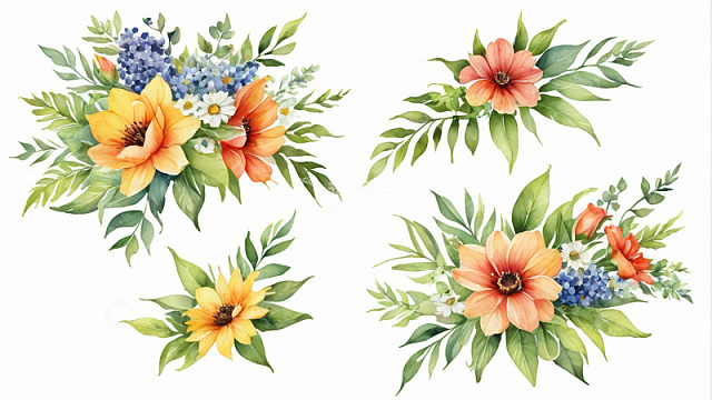 水彩风格花卉植物素材