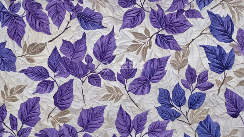 高清大图下载【趣麦麦图】紫色树叶图案装饰背景