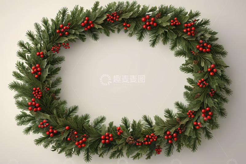 高清大图下载【趣麦麦图】圣诞花环装饰素材