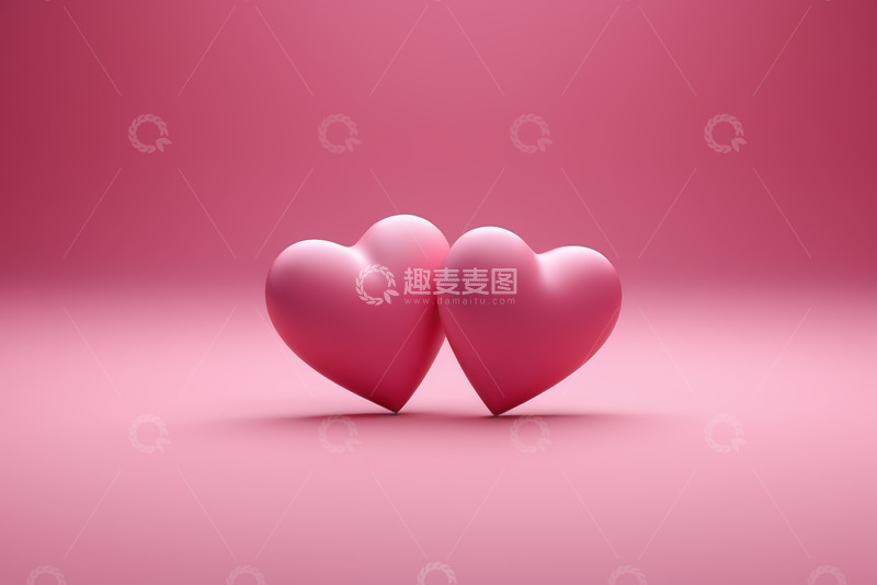 高清大图下载【趣麦麦图】两颗粉色爱心特写