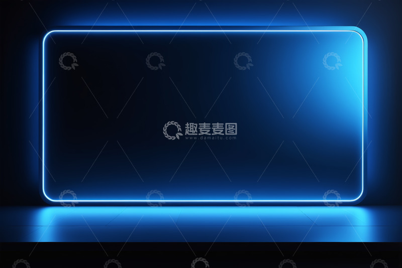 高清大图下载【趣麦麦图】蓝色发光矩形边框背景素材
