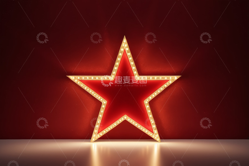 高清大图下载【趣麦麦图】红色发光五角星装饰