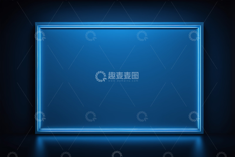 高清大图下载【趣麦麦图】蓝色发光矩形框架背景素材