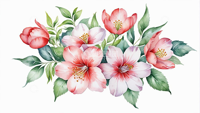 水彩风格花卉组合素材