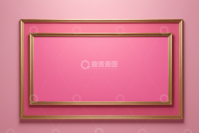 高清大图下载【趣麦麦图】粉色背景金色画框装饰