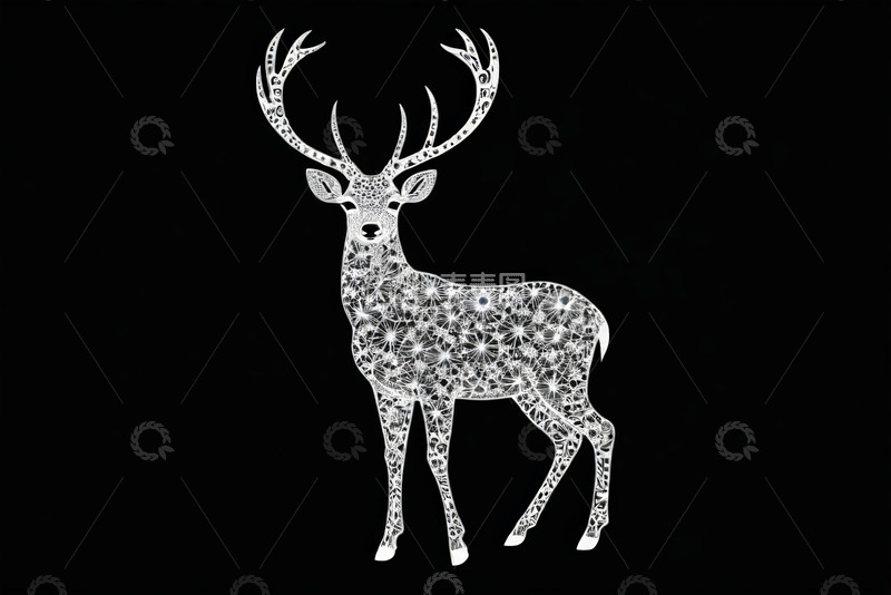 高清大图下载【趣麦麦图】装饰风格驯鹿图案素材