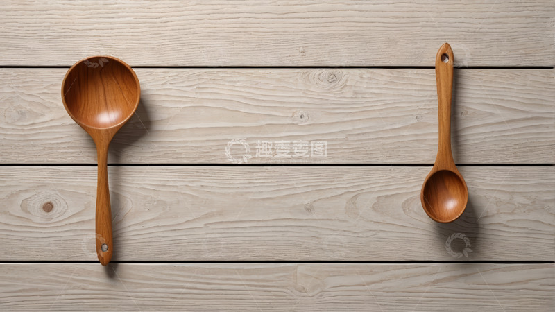 高清大图下载【趣麦麦图】木质勺子置于木纹背景上
