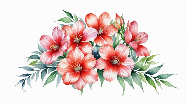水彩风格红色花卉插画