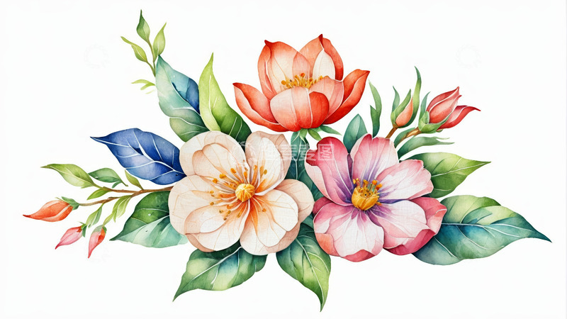 高清大图下载【趣麦麦图】水彩花卉插画