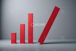 红色柱状图表倾斜效果展示