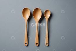 三个木质勺子摆拍
