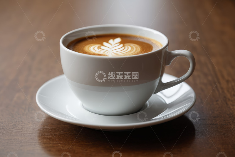 高清大图下载【趣麦麦图】白色咖啡杯中的拉花咖啡