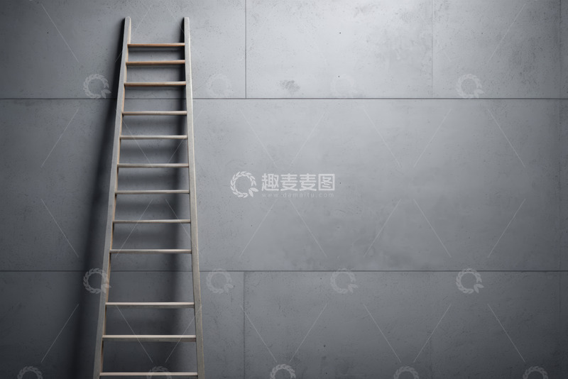 高清大图下载【趣麦麦图】靠墙放置的木质梯子