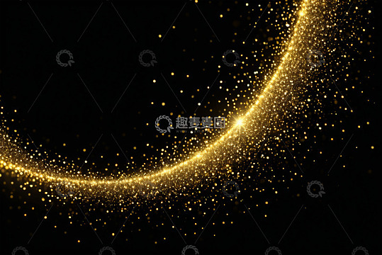 黑色背景金色粒子流动效果