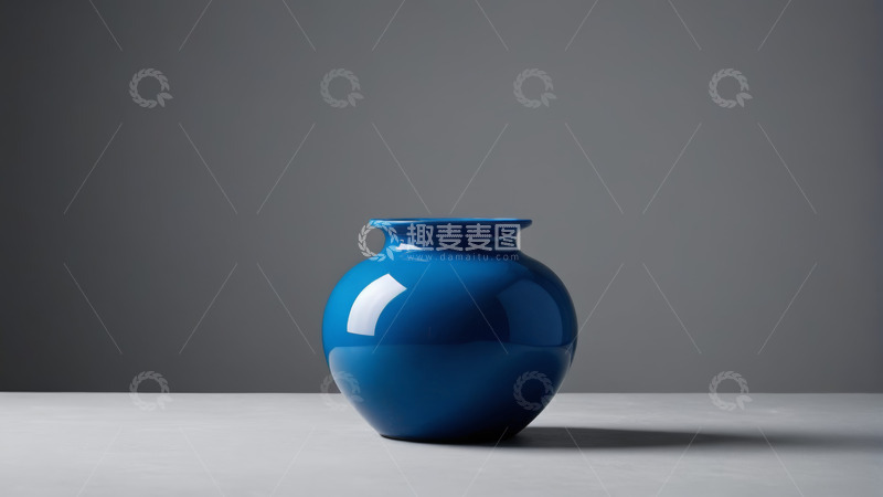 高清大图下载【趣麦麦图】蓝色陶瓷花瓶静物特写