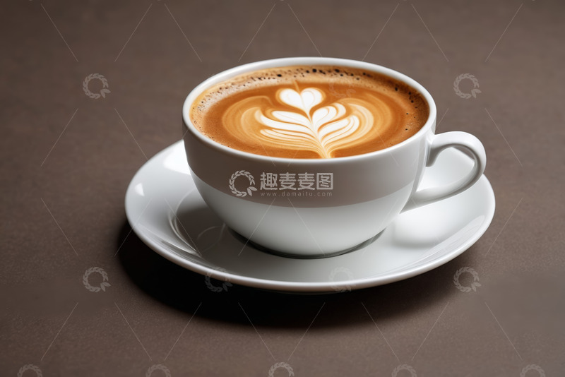 高清大图下载【趣麦麦图】白色咖啡杯中的拉花咖啡