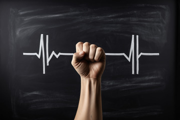握拳手势搭配心电图背景素材