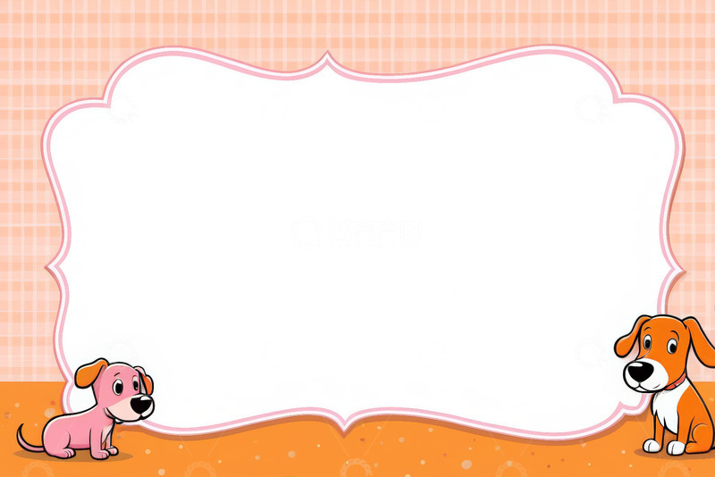 高清大图下载【趣麦麦图】卡通小狗边框空白背景图