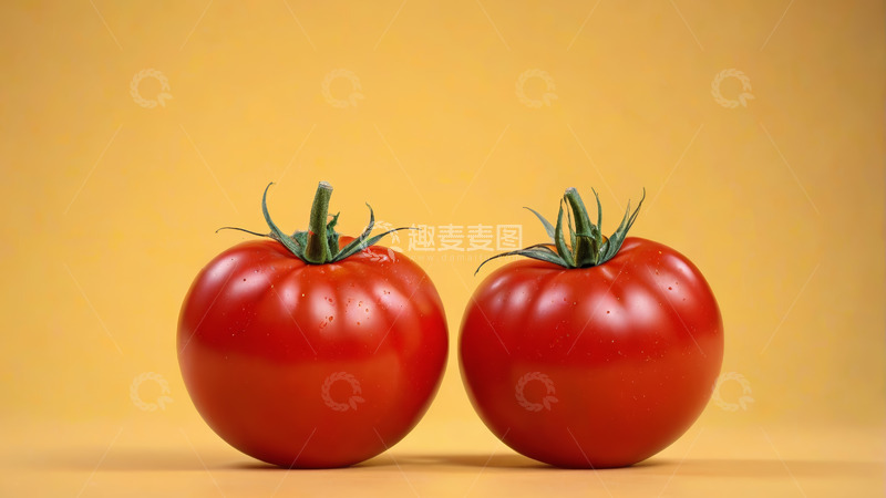 高清大图下载【趣麦麦图】两个红色新鲜番茄静物图