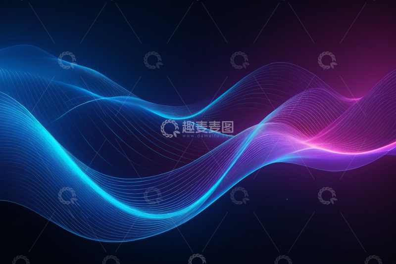 高清大图下载【趣麦麦图】蓝紫渐变发光抽象线条背景