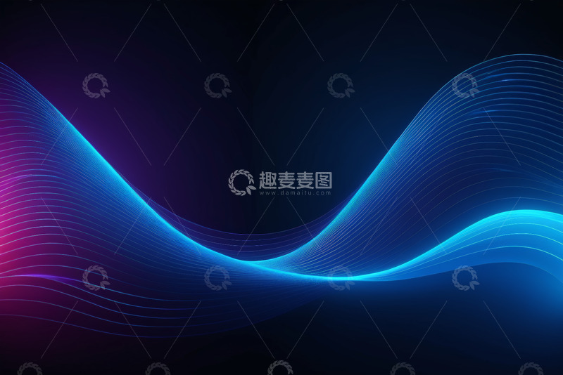 高清大图下载【趣麦麦图】蓝紫色发光抽象波浪背景