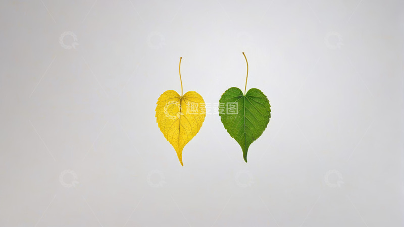 高清大图下载【趣麦麦图】黄绿两色心形叶片特写