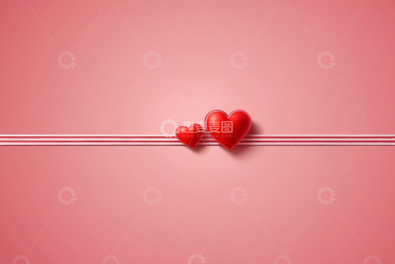 高清大图下载【趣麦麦图】粉色背景上的两颗红心素材