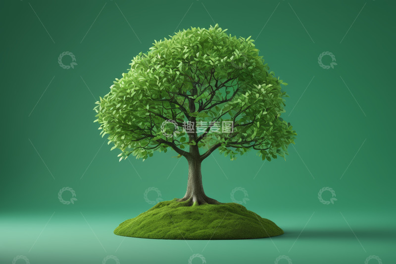 高清大图下载【趣麦麦图】绿色单棵树木特写素材