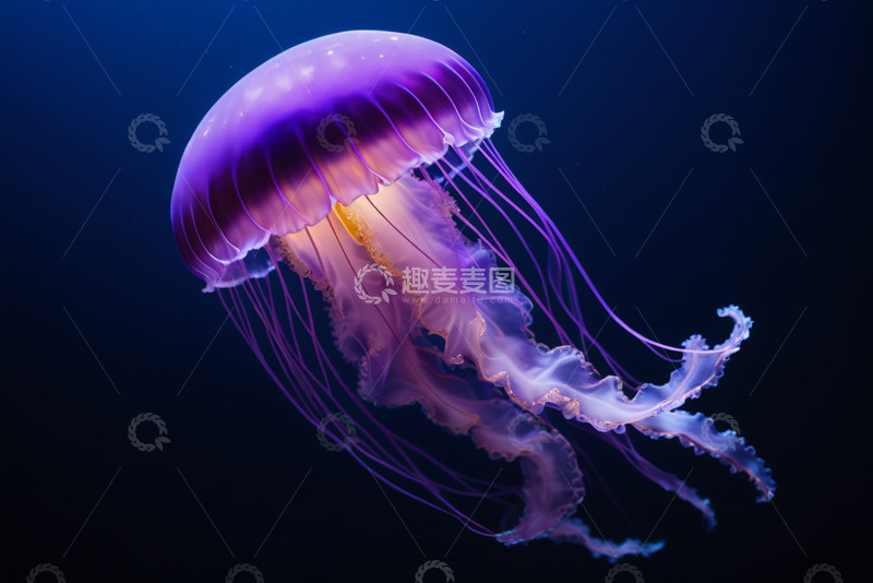 高清大图下载【趣麦麦图】紫色水母水中游动素材