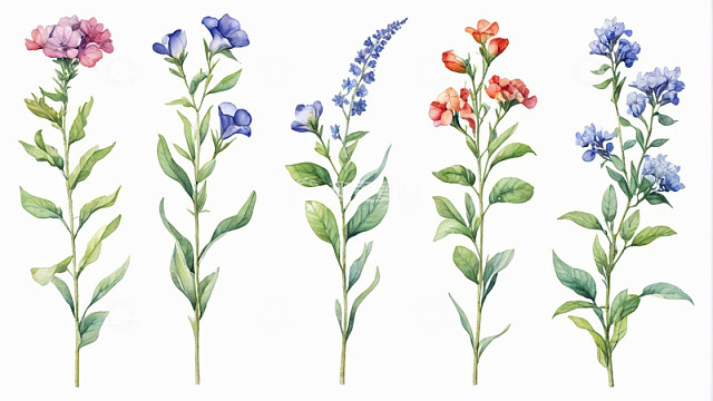 水彩风格花卉植物插画