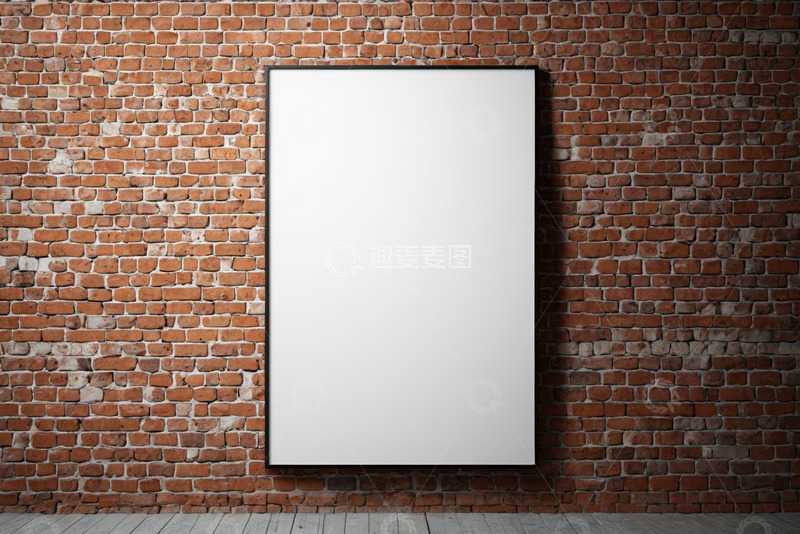 高清大图下载【趣麦麦图】红砖墙上的空白画框