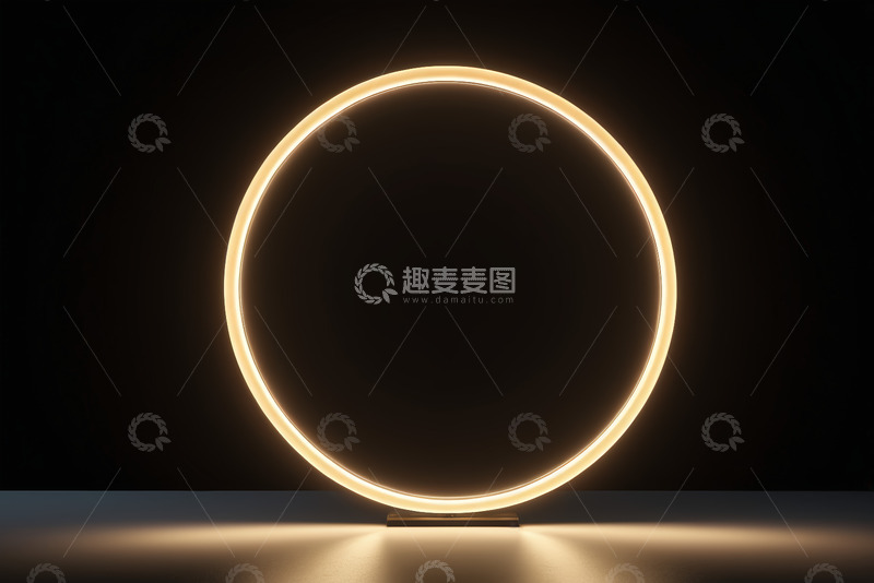 高清大图下载【趣麦麦图】黑色背景前的发光圆环