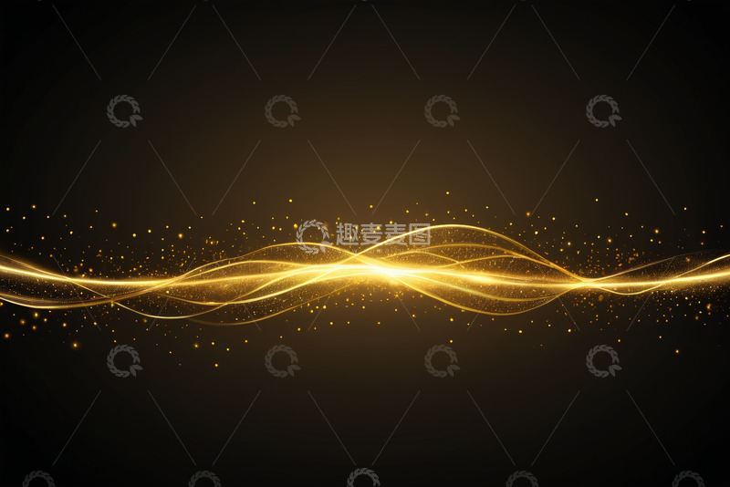 高清大图下载【趣麦麦图】黑色背景金色光效线条画面