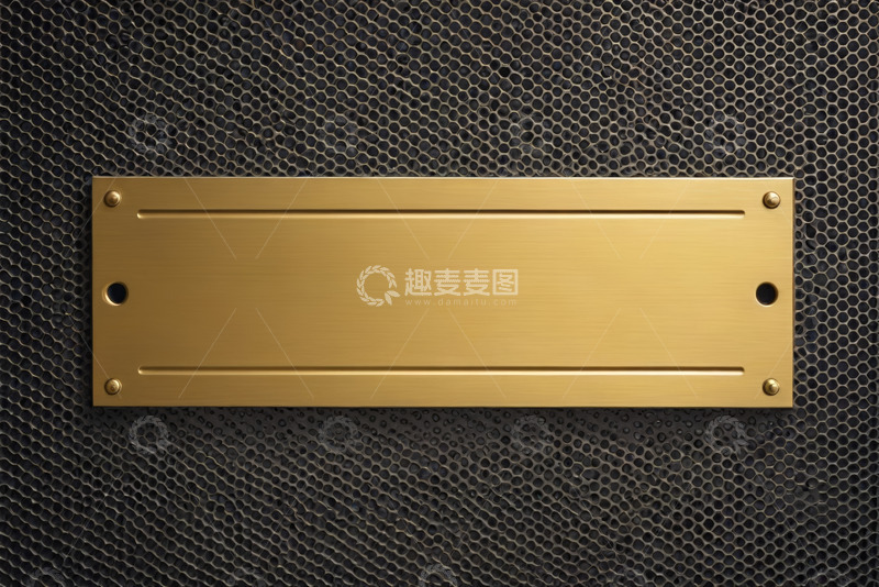高清大图下载【趣麦麦图】金属铭牌搭配黑色网格背景