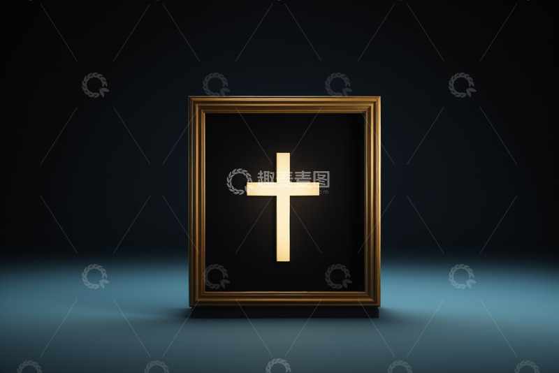 高清大图下载【趣麦麦图】画框内发光十字架