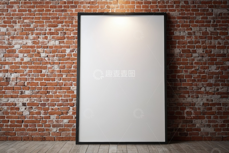 高清大图下载【趣麦麦图】砖墙前空白画框展示素材