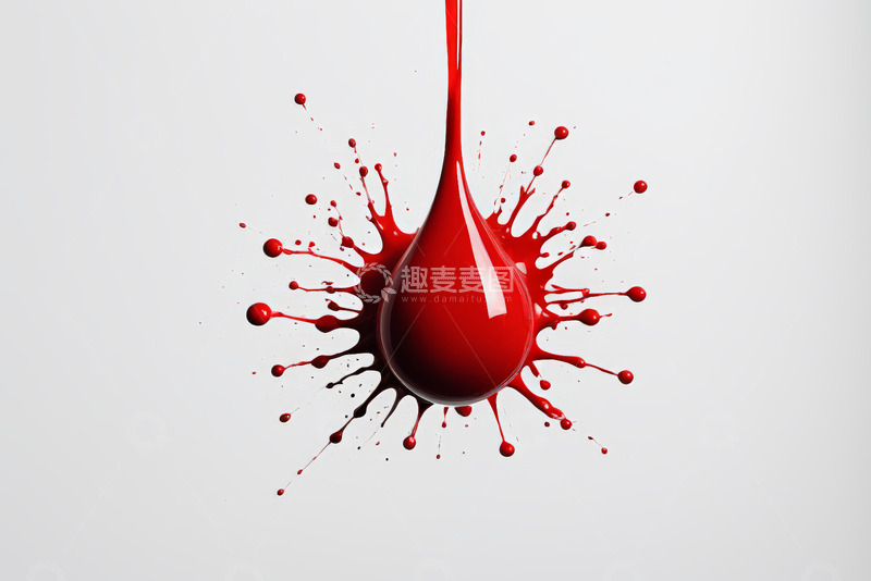 高清大图下载【趣麦麦图】红色液体滴落飞溅特写