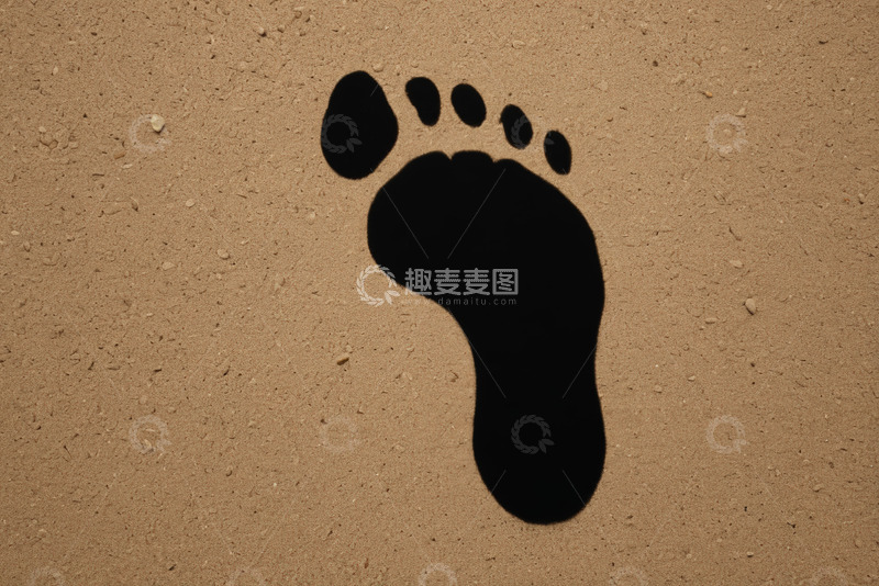 高清大图下载【趣麦麦图】沙滩上的脚印特写