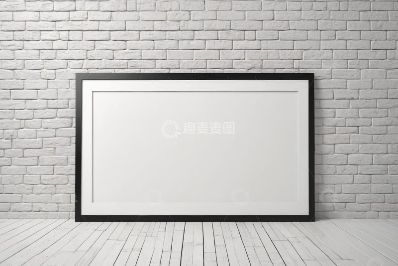 高清大图下载【趣麦麦图】白墙前黑色框架空白展示画面